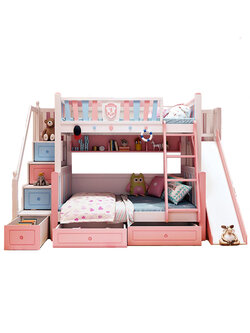 เตียง2 ชั้นสไลเดอร์ รุ่น premier สีชมพู ขนาด 4 ฟุต