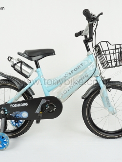 จักรยานเด็ก ล้อ 16 นิ้ว แฮนด์สูง กระติกอลูมิเนียม สีฟ้า
