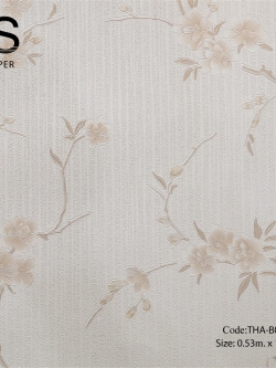 วอลเปเปอร์ลายดอกไม้สีน้ำตาลพื้นสีขาว THA-B09