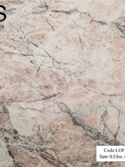 วอลเปเปอร์ลายหินอ่อนผิวหยาบโทนสีขาวแกมโอรส LOF-B17