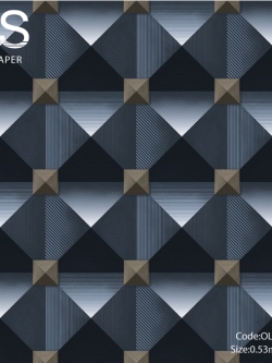 วอลเปเปอร์ลายกราฟฟิคโมเดิร์นโทนสีน้ำเงิน ลูกบากศ์ OL2-B36