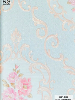 วอลเปเปอร์ ลายดอกไม้วินเทจ พื้นสีเขียวพาสเทล NDI-R12