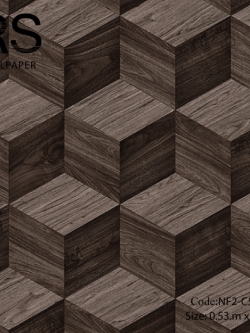 วอลเปเปอร์ลายไม้กราฟฟิคสีน้ำตาลเข้มออกดำลายไม้จริง NF2-C55