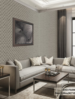 วอลเปเปอร์สไตล์ญี่ปุ่นลายพัด สีเทา SVO-F02W