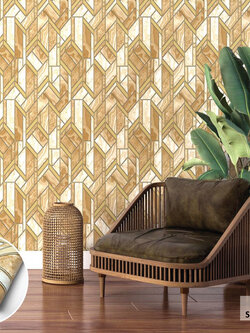 วอลเปเปอร์ลายโมเดิร์น ลูกบากศ์ สีทอง FSK-J86