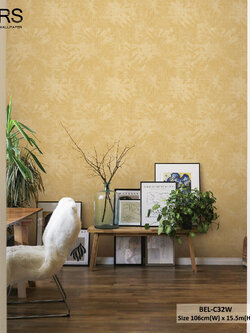 วอลเปเปอร์ สไตล์ abstract สีเหลืองทอง BEL-C32W
