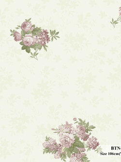 วอลเปเปอร์ลายดอกไม้ สีม่วงพื้นสีเขียวอ่อน BTN-C13W
