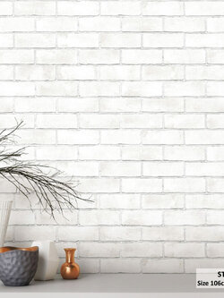 วอลเปเปอร์ลายอิฐ สีขาวอมเทา ST4-C26W