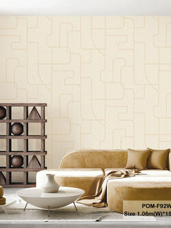 วอลเปเปอร์สไตล์โมเดิร์น ลายเส้นสีทอง พื้นสีน้ำตาลอ่อน POM-F92W