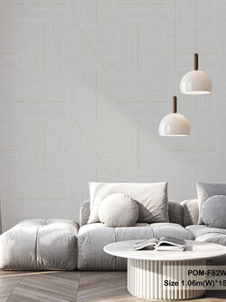 วอลเปเปอร์สไตล์โมเดิร์น ลายเส้นสีทอง พื้นสีเทาเข้ม POM-F82W