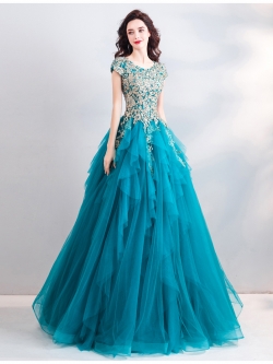 DL093 **พรีออเดอร์** ชุดออกงานสีเขียว ชุดราตรี เดรสยาวออกงาน (Night party dresses) ชุดไปงานแต่งงานสวยๆ "ธีมสีเขียวมรกต"