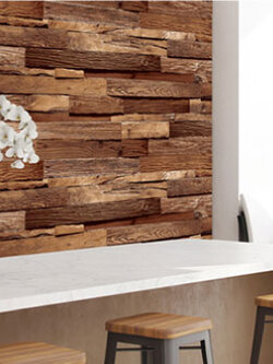 วอลเปเปอร์ลายไม้แนวนอน สูง7ซม. สีธรรมชาติ สีน้ำตาล NA3-D17W