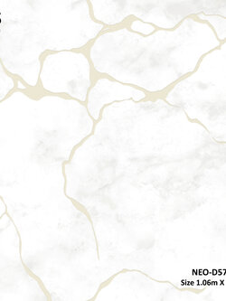 วอลเปเปอร์ ลายหินอ่อน สีขาวปนเทาแทรกเส้นสีทอง NEO-D57W