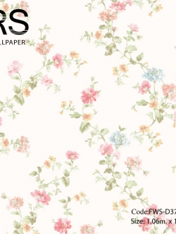 วอลเปเปอร์ลายดอกไม้เล็กๆเลื้อยมีกลิตเตอร์ พื้นลายผ้าสีครีม FWS-D37W