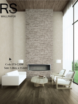 วอลเปเปอร์ลายปูนเปลือยพื้นสีน้ำตาลอ่อน ST3-C20W