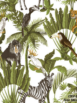 วอลเปเปอร์ ลายนก ม้าลาย ลิง เสือดาว สไตล์ทรอปิคอล CNV-D19