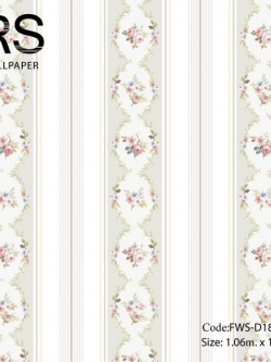 วอลเปเปอร์ลายทางดอกไม้วินเทจโทนสีขาว FWS-D18W