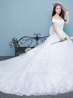 BR313 **พรีออเดอร์**ชุดแต่งงาน&ชุดเจ้าสาวแบบยาวสีขาวเกรดพรีเมี่ยม หรูหราน่ารัก สวยโดดเด่นไม่ซ้ำใคร