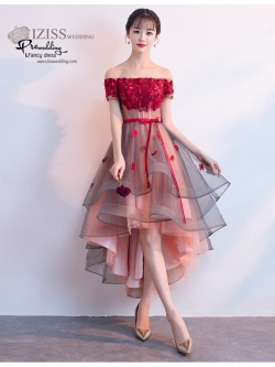 DS038 - Pre order ชุดราตรี เดรสสั้นออกงาน (short dresses) ชุดไปงานแต่งงานสวยๆ "ธีมสีแดง"