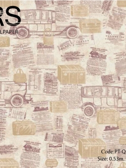 วอลเปเปอร์ลายรถมีตัวหนังสือสไตล์คลาสสิค PT-Q22