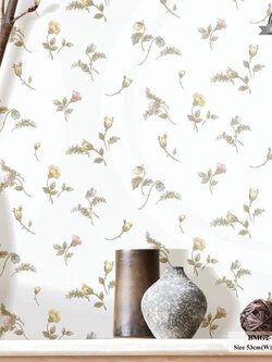 วอลเปเปอร์ลายดอกไม้เล็กๆ โทนสีครีม พื้นสีขาว BMG2-B11