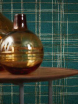 วอลเปเปอร์ลายเส้นสีทอง พื้นสีเขียว MTS2-M09