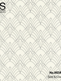 วอลเปเปอร์ลายฉลุโมเดิร์นเส้นสีเงินผสมกลิตเตอร์พื้นสีขาว MDA-B20