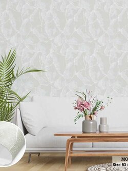 วอลเปเปอร์ ลายปูนเปลือยสีเทาแทรกเส้นสีขาว MOD-J89