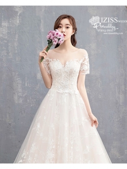 BR366 **พรีออเดอร์**ชุดแต่งงาน&ชุดเจ้าสาวแนวเรียบหรู สีขาวเกรดพรีเมี่ยม น่ารัก สวยโดดเด่นไม่ซ้ำใคร