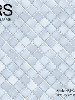 วอลเปเปอร์ลายกระเบื้องผิวเงาสีฟ้าอ่อนอมขาว NF2-C59