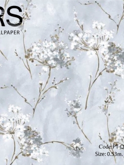 วอลเปเปอร์ลายดอกไม้สีเงินวาดด้วยสีน้ำมันพื้นสีเทาแกมทอง PT-Q63