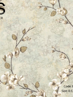 วอลเปเปอร์ลายต้นไม้ ดอกไม้สไตล์วินเทจ BLUE-S58