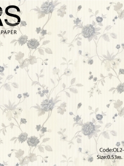 วอลเปเปอร์ลายดอกไม้สีขาวเทา OL2-B96
