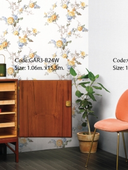 วอลเปเปอร์ลายดอกไม้แตกกิ่งโทนสีเหลืองขาว GAR3-B24W