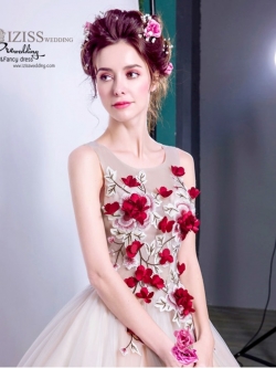 DL009 - **พรีออเดอร์** ชุดราตรี เดรสยาวออกงาน (Night party dresses) ชุดไปงานแต่งงานสวยๆ "ธีมครีมเทา"