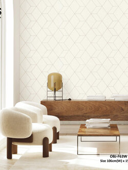 วอลเปเปอร์สไตล์โมเดิร์น ลายลูกบาศ์กสีครีม OBJ-F63W