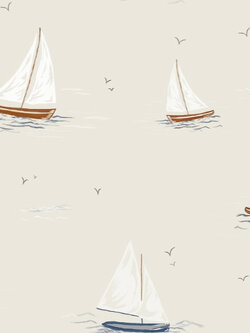 วอลเปเปอร์ห้องเด็ก ลายเรือใบพื้นสีน้ำตาล VC-D161W