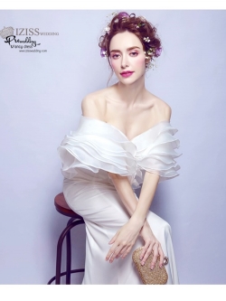 DL015 - **พรีออเดอร์** ชุดราตรี เดรสยาวออกงาน (short dresses) ชุดไปงานแต่งงานสวยๆ "ธีมขาว"