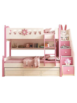 เตียงสองชั้น รุ่น Yacht ขนาด 4 ฟุต (สีชมพู)