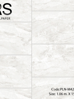 วอลเปเปอร์ลายหินอ่อนเป็นบล็อคๆโทนสีเทาอมขาวร่องเงิน PLN-M42W