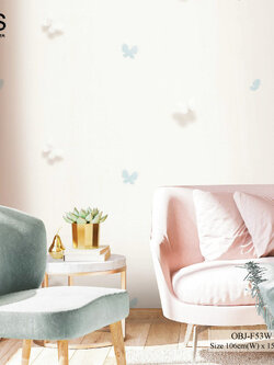 วอลเปเปอร์ลายผีเสื้อพื้นสีครีม OBJ-F53W