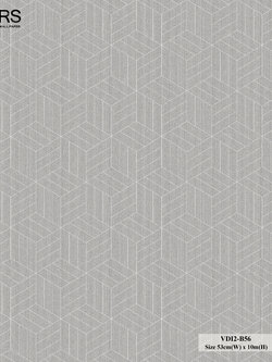 วอลเปเปอร์สไตล์โมเดิร์น ลายลูกบาศ์ก สีเทาเส้นสีเงิน VDI2-B56