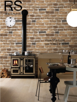 วอลเปเปอร์ลายอิฐสีน้ำตาลอมสีส้ม ST3-C11W