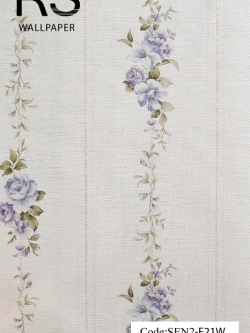 วอลเปเปอร์ทางดอกไม้โทนสีขาวฟ้าช่องห่าง 10.8 ซ.ม. SEN2-F21W