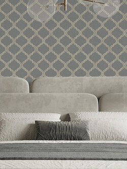 วอลเปเปอร์ลายฉลุสีทอง พื้นสีเทาเข้ม ATI-B25W