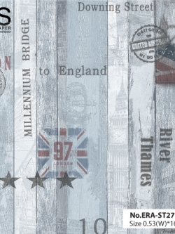 วอลเปเปอร์ ลายไม้วินเทจ โทนสีฟ้าอ่อน No.ERA-ST27