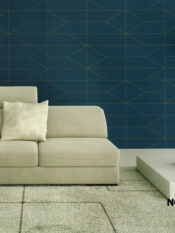 วอลเปเปอร์ลายเส้นตารางสีทองโมเดิร์นพื้นสีน้ำเงินเข้ม BES2-B34W