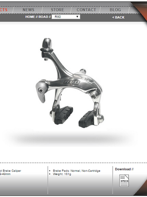 SUNRACE : BCR80-SV ก้ามเบรคหมอบ สีเงิน (หน้า-หลัง)