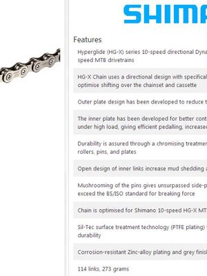 Shimano : CN-HG95 โซ่ DEORE XT Super Narrow 10 Speed