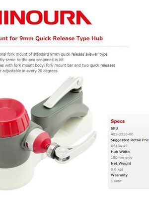 MINOURA : 9mm Quick Fork Mount : Fits standard 9mm quick skewer